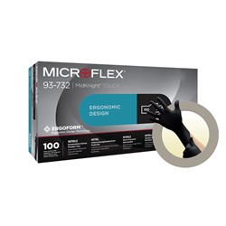 Ansell Gloves - Microflex MidKnight Touch - Black - Nitrile - Non Sterile - Powder Free - Medium, 100-Pack