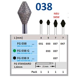 Horico Diamond Bur - 038-047 - Occlusal Reduction - High Speed, Friction Grip (FG), 1-Pack