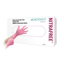 Gloves MICROTOUCH Nitrafree Nitrile Pink Large x 100