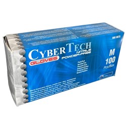 Cybertech Nitrile Gloves M Powder Free Blue Box 100