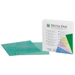 HYGENIC Dental Dam Latex Green Thin 6" x6" Box of 36 sheets