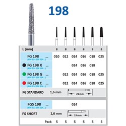 Horico Diamond Bur - 198G-012 - Round End Taper - Fine - Coarse - High Speed, Friction Grip (FG), 1-Pack