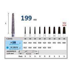 Horico Diamond Bur - 199-016 - Long Round End Taper - Slow Speed, Right Angle (RA), 1-Pack
