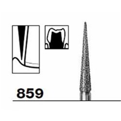 Ecoline Diamond Bur - 859-012 - Pointed Long - High Speed, Friction Grip (FG), 50-Pack