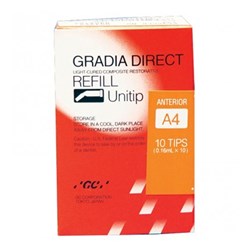GC GRADIA DIRECT Anterior - Light-Cured Composite - Shade A4 - 0.3g Unitips, 10-Pack