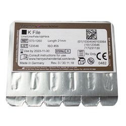 Henry Schein Maxima K Files - Sterile - 25mm - Size 8 - Grey, 6-Pack