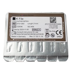 Henry Schein Maxima Pre-Sterile K File - Length 31mm - Size 50, 6-Pack