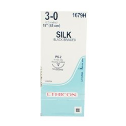 SUTURE Ethicon Silk 19mm 3/0 PS2 3/8 circle reverse cut x12