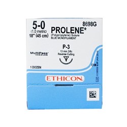 Johnson & Johnson Sutures ETHICON, Prolene, 24mm, 3/0, FS1 3/8 Circle Reverse Cutting, 12-Pack