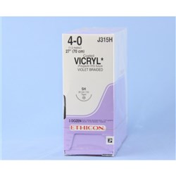 SUTURE Ethicon Vicryl 26mm 4/0 SH 1/2 circle taper point x 36