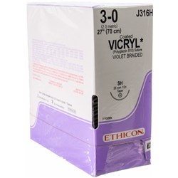SUTURE Ethicon Vicryl 26mm 3/0 SH 1/2 circle taper point x 36