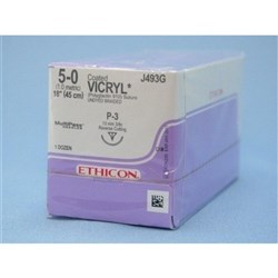 SUTURE Ethicon Vicryl 13mm 5/0 P3 3/8 circle reverse cut x12