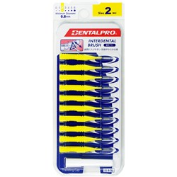 DENTALPRO Interdental Brush #2 0.8mm Yellow Pack of 10