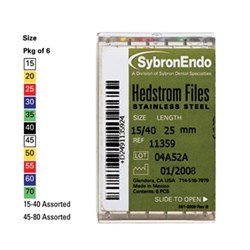 Hedstrom File 25mm Size 45-80 Assorted Pack of 6