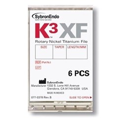 K3 XF File 25mm Size 40 .08 Taper Pack of 6