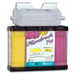 Microbrush PLUS Dispenser + Refills Fine 4x100 Pink+Yellow