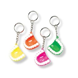 Neon Teeth Key Chains Assorted Colours 24 Pack