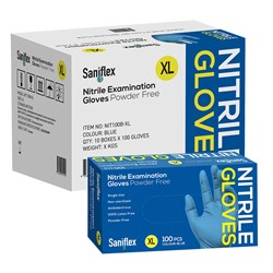 Saniflex Nitrile PF Exam Gloves Extra Large Box of 100