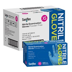 Saniflex Nitrile PF Exam Gloves Extra Small Box of 100