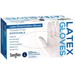 Saniflex Latex PF Exam Gloves Extra Large Box of 100