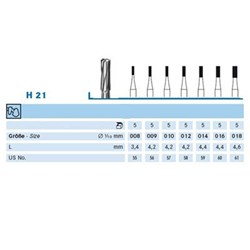 Komet Tungsten Carbide Bur - H21-016 - Cylinder - Straight (HP), 5-Pack