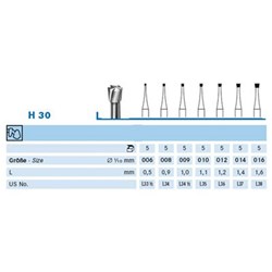 Komet Tungsten Carbide Bur - H30-010 - Inverted Cone - Straight (HP), 5-Pack