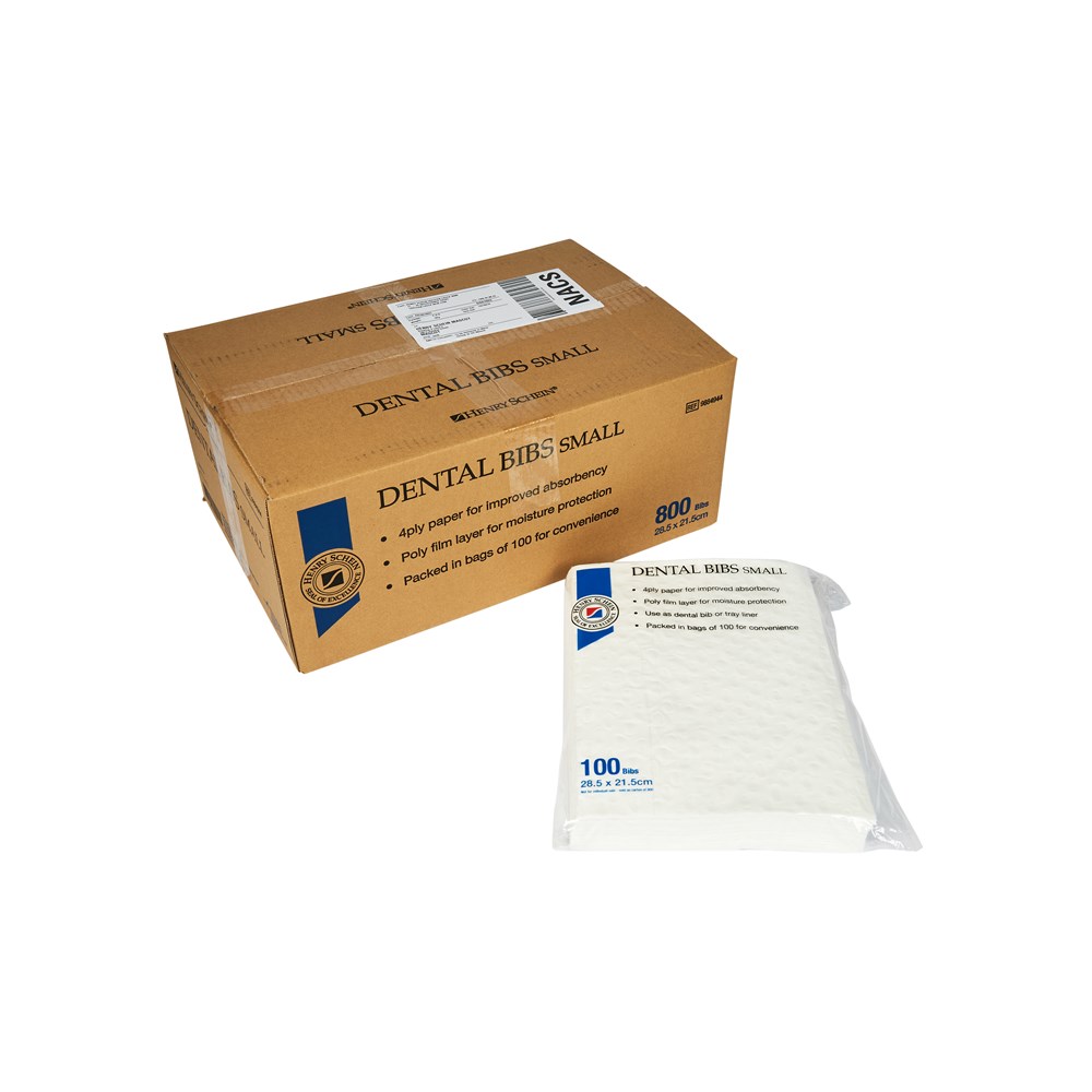 HS9884944 HS Dental Bibs Small 4ply paper 28.5 x 21.5cm CTN of 800