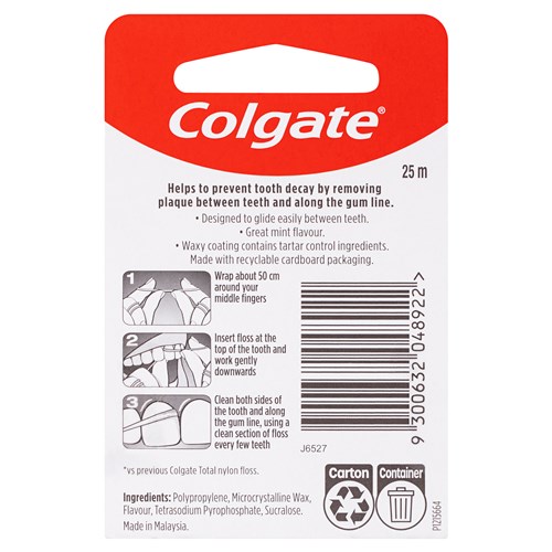 CG-1222780N - Colgate Total Tartar Control Dental Floss 25m x 6