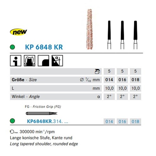 DKP6848KR314014 DIAO Diamond FG Bur #KP6848KR 014 Tapered round