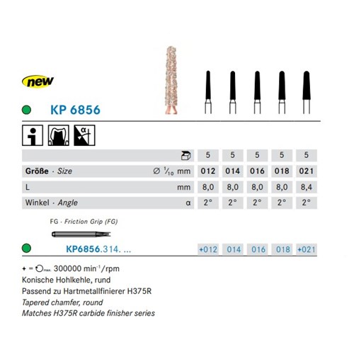 DKP6856314014X5 DIAO Diamond Bur FG #KP6856-014 Round Short Taper Chamfer