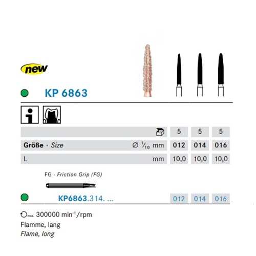 DKP6863314016X5 DIAO Diamond FG Bur #KP6863-016 Flame