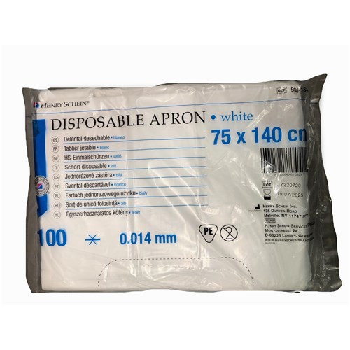 HS-9881843 - Henry Schein PE Apron - 0.014mm x 75cm x 140cm, 100-Pack ...