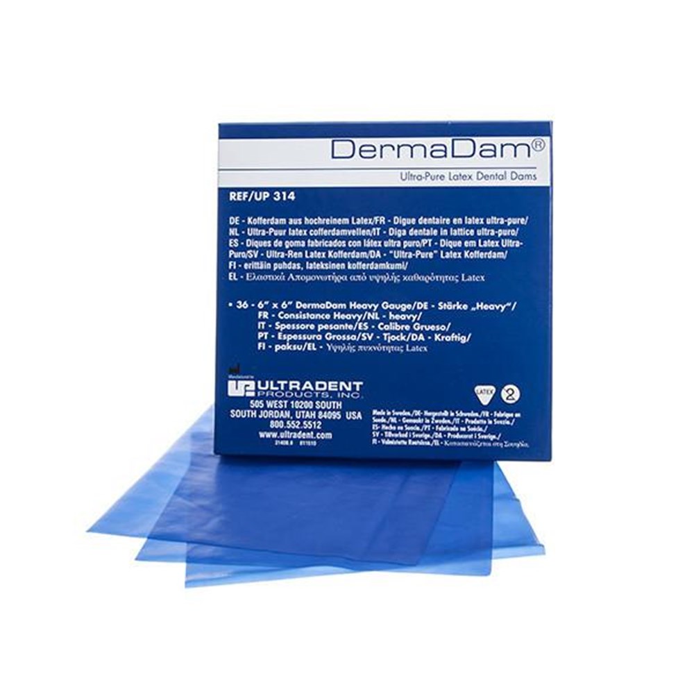 ULT-0314 - DERMADAM Rubber Dam Heavy 36 Pack 15cm x 15cm 0.25mm - Henry  Schein Australian dental products, supplies and equipment