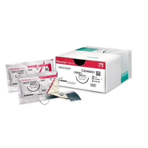 Aesculap Suture NOVOSYN QUICK, DS12, 5/0, 3/8 Circle Reverse Cutting, 70cm x 36-Pack
