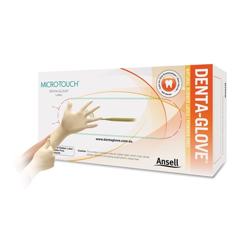 Ansell Gloves - Microtouch DentaGlove - Latex - Non Sterile - Powder Free - Medium, 100-Pack