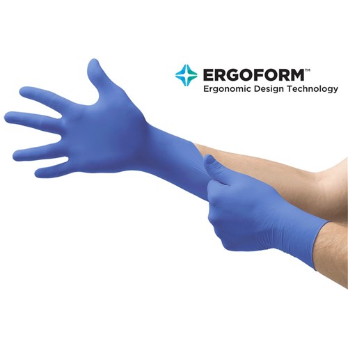 Ansell Gloves - Microflex Ultraform - Blue - Nitrile - Non Sterile - Powder Free - Half Size XS/S, 300-Pack