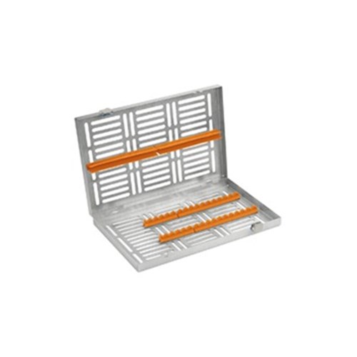 Locking tray 15 instruments standard w silicone ins Orange