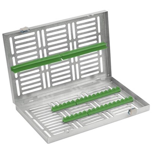 Locking tray 15 instruments standard w silicone ins Green
