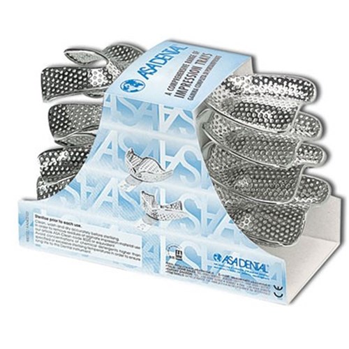 ASA Dental Stainless Steel Impression Tray - Perforated - Edentulous, 8-Pack