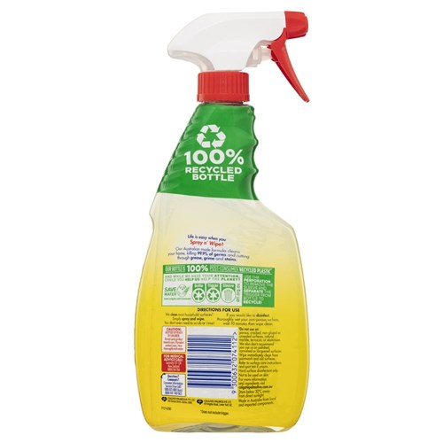 AJAX SPRAYn'WIPE - MultiPurpose Antibacterial Disinfectant - Lemon Citrus - 500ml Trigger Spray Recycled Bottle, 8-Pack
