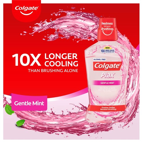 Colgate Plax Alcohol Free Mouthwash Gentle Mint 500ml x4