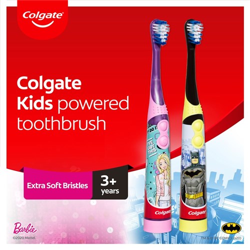 Colgate Kids Sonic Toothbrush - Batman and Barbie Designs - Battery Powered - 3+ Years, 6-Pack