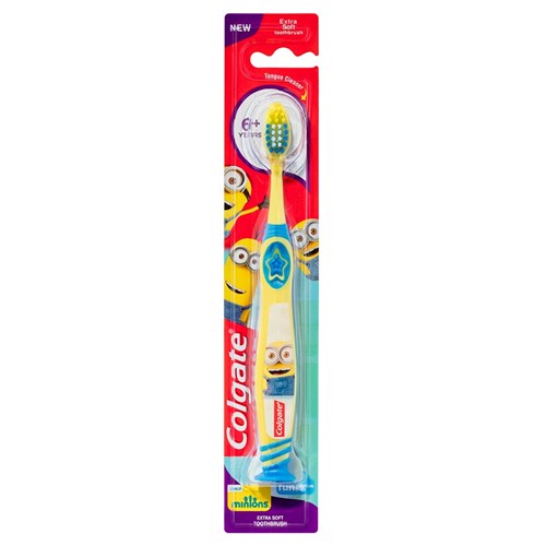 Colgate Kids Manual Toothbrush - with Tongue Cleaner - Minions - 6+ Years - Extra Soft Bristles, 8-Pack