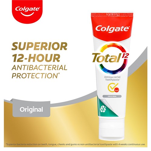 Colgate Toothpaste - Total Original Antibacterial Fluoride Toothpaste - 115g 12-Pack