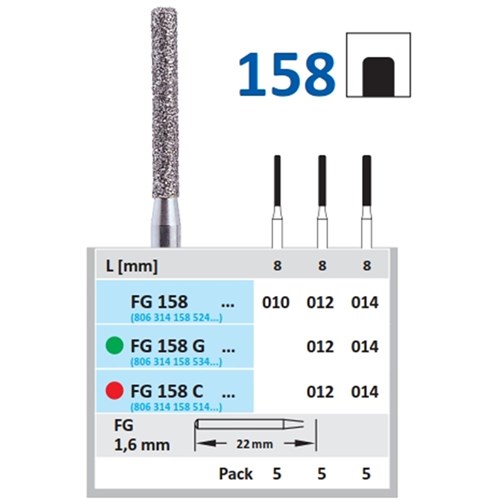 Horico Diamond Bur - 158-012 - Long Cylinder - High Speed, Friction Grip (FG), 1-Pack