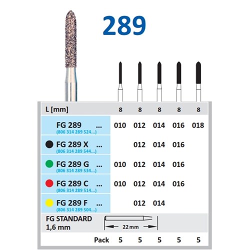 Horico Diamond Bur - 289G-012 - Torpedo - Coarse - High Speed, Friction Grip (FG), 1-Pack