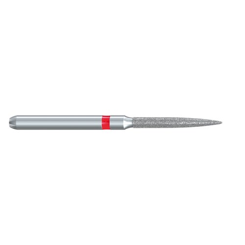 Komet Diamond Bur - 8863-012 - Long Flame - Fine Red - High Speed, Friction Grip (FG), 5-Pack