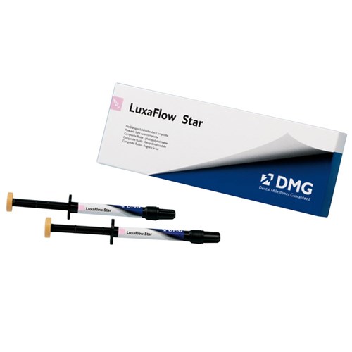 DMG LuxaFlow Star - Temporary Restoration Repair - Shade A2 - 1.5g Syringe, 2-Pack and 10 Tips