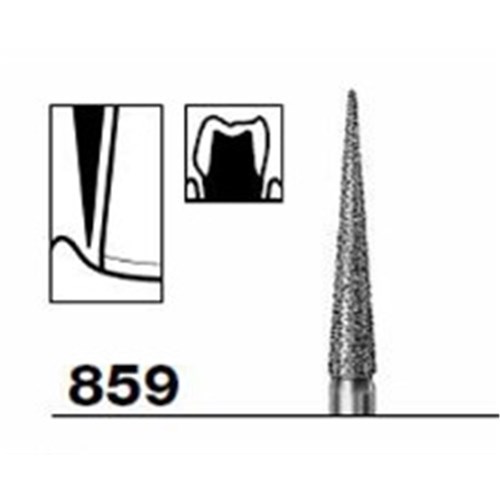 Ecoline Diamond Bur - 859-012 - Pointed Long - High Speed, Friction Grip (FG), 50-Pack