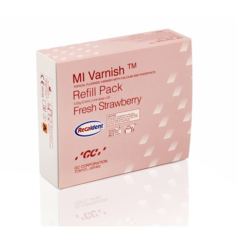 GC MI Varnish - Strawberry Pack - 0.4ml Unit dose, 35-Pack with 50 Brushes